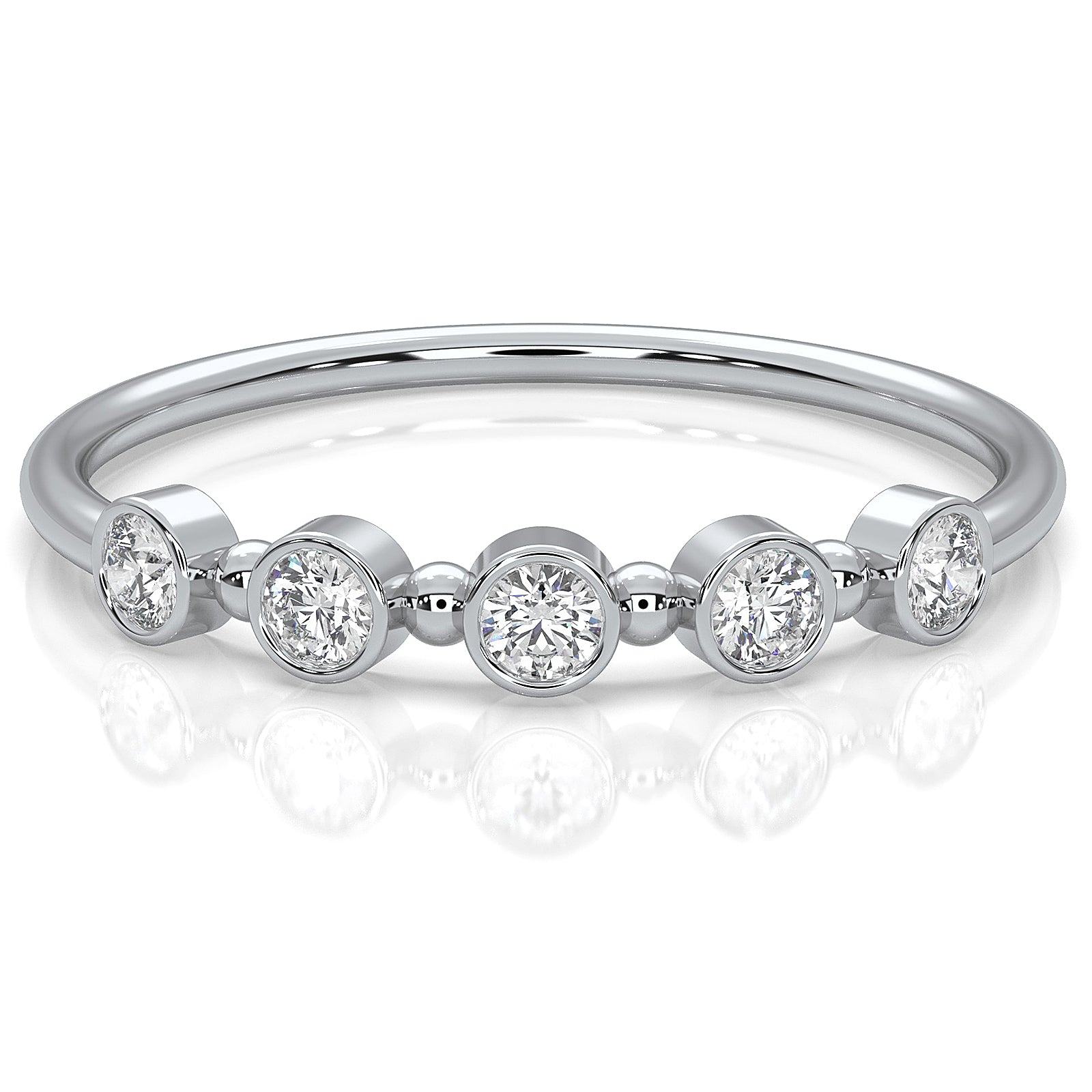 Minimalist Round Cut Lab Diamond Bar Set Anniversary Ring 0.15ctw.